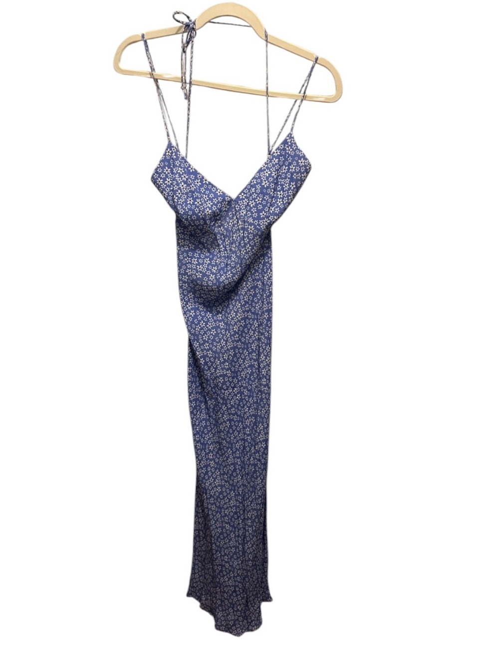 Blue Floral Slip Dress with Spaghetti Straps